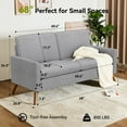 thumbnail image 2 of 68" Loveseat Sofa, Comfy Grey Linen Couches for Living Room, Mid Century Modern Love Seat Sofa, Tool-Free Setup Small Couches for Bedroom Office, 2 of 9