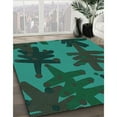 thumbnail image 3 of Ahgly Company Machine Washable Indoor Round Transitional Deep Teal Green Area Rugs, 6' Round, 3 of 7