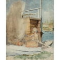 thumbnail image 2 of Albert Edelfelt 12x14 Black Ornate Wood Framed Double Matted Museum Art Print Titled: A Woman in a Boat at the Pier, 2 of 5