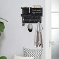 thumbnail image 6 of Farmhouse Key and Mail Holder for Wall Decorative, Rustic Mail and Key Organizer for Wall with Different Hooks, Chalkboard, Key Holder Wall Mount with Shelf, Basket, Clips(Pine Wood, Black), 6 of 16