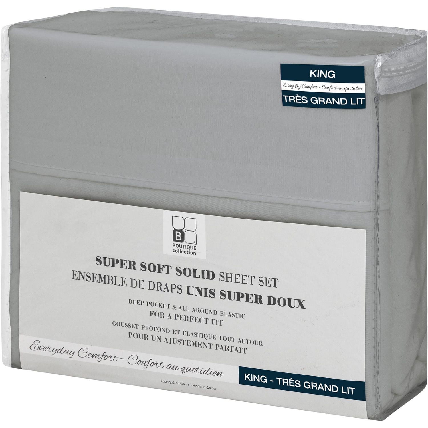 Safdie & Co. Premium Ultra Soft Bedding Sheet Set 4PC King Solid Light Grey