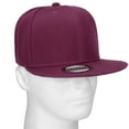 thumbnail image 6 of 2-pack Classic Snapback Hat Cap Hip Hop Style Flat Bill Blank Solid Color Adjustable Size Black & Wine, 6 of 6