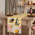 thumbnail image 2 of Table Runners 72 Inches Long Dress Scarves, Spring Bees Daisy Farmhouse Kitchen/Dining Table Runner, Coffee Tablerunners, Rustic Tulips Dots Yellow Striped Burlap 14x72 Inch, 2 of 9