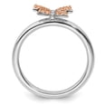 thumbnail image 5 of Diamond Sterling Silver and Rose Gold-Plated Butterfly Ring, 5 of 8