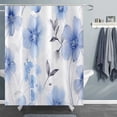 thumbnail image 2 of Light Blue Floral Shower Curtain, Watercolor Wildflower Bathroom Shower Curtain, Fabric Waterproof Shower Curtain with 12 Hooks, 72 x 72 Inch, 2 of 6
