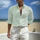 thumbnail image 1 of Ceisia Men's Slim Fit Long Sleeve Striped Button-Down Shirt Casual Summer Beach Top Green L Gifts, 1 of 5