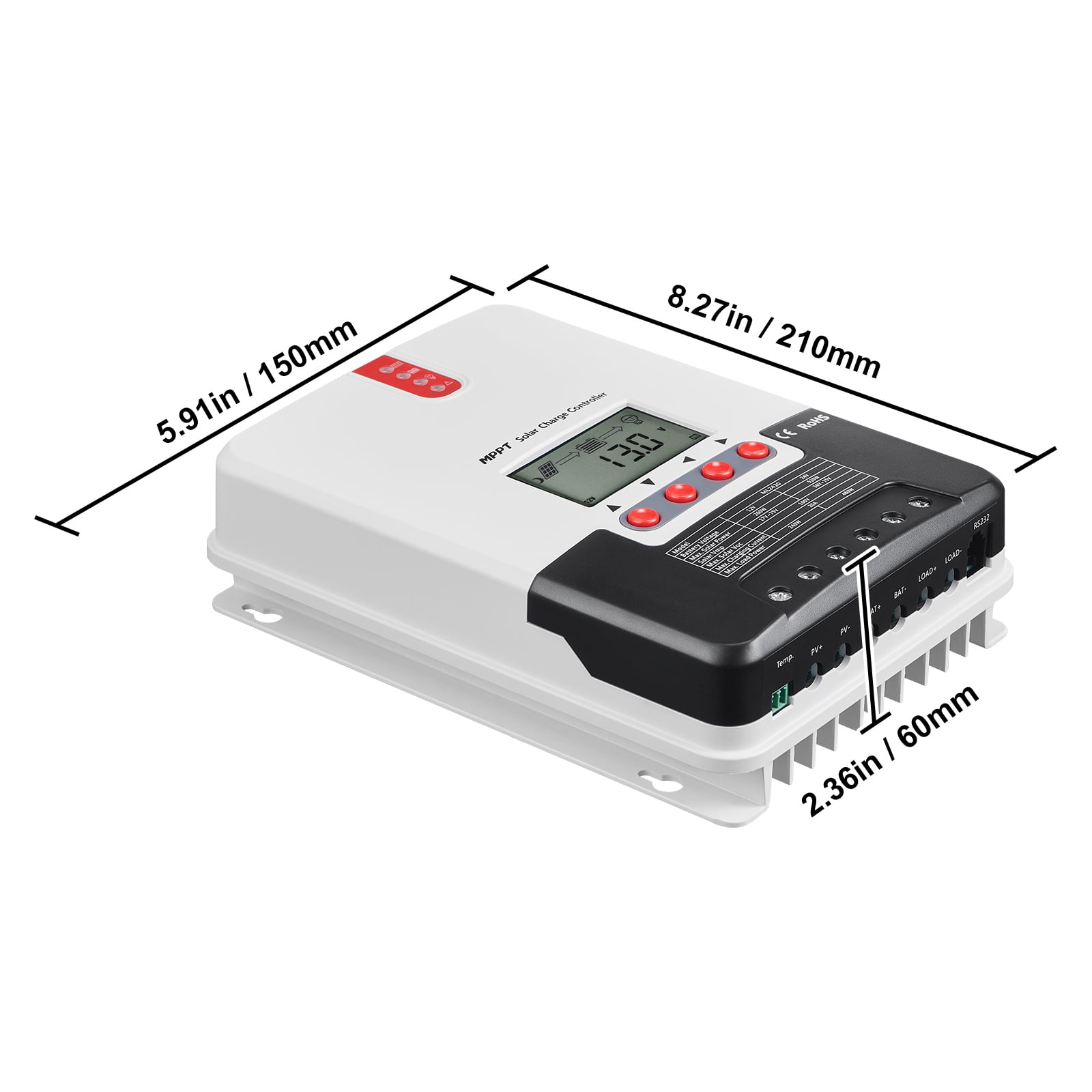 KFFKFF 20A MPPT Solar Charge Controller, Auto 12V/24V DC, Includes LCD Display & Temperature Sensor Cable, Compatible with AGM, Gel, Flooded & Lithium Batteries