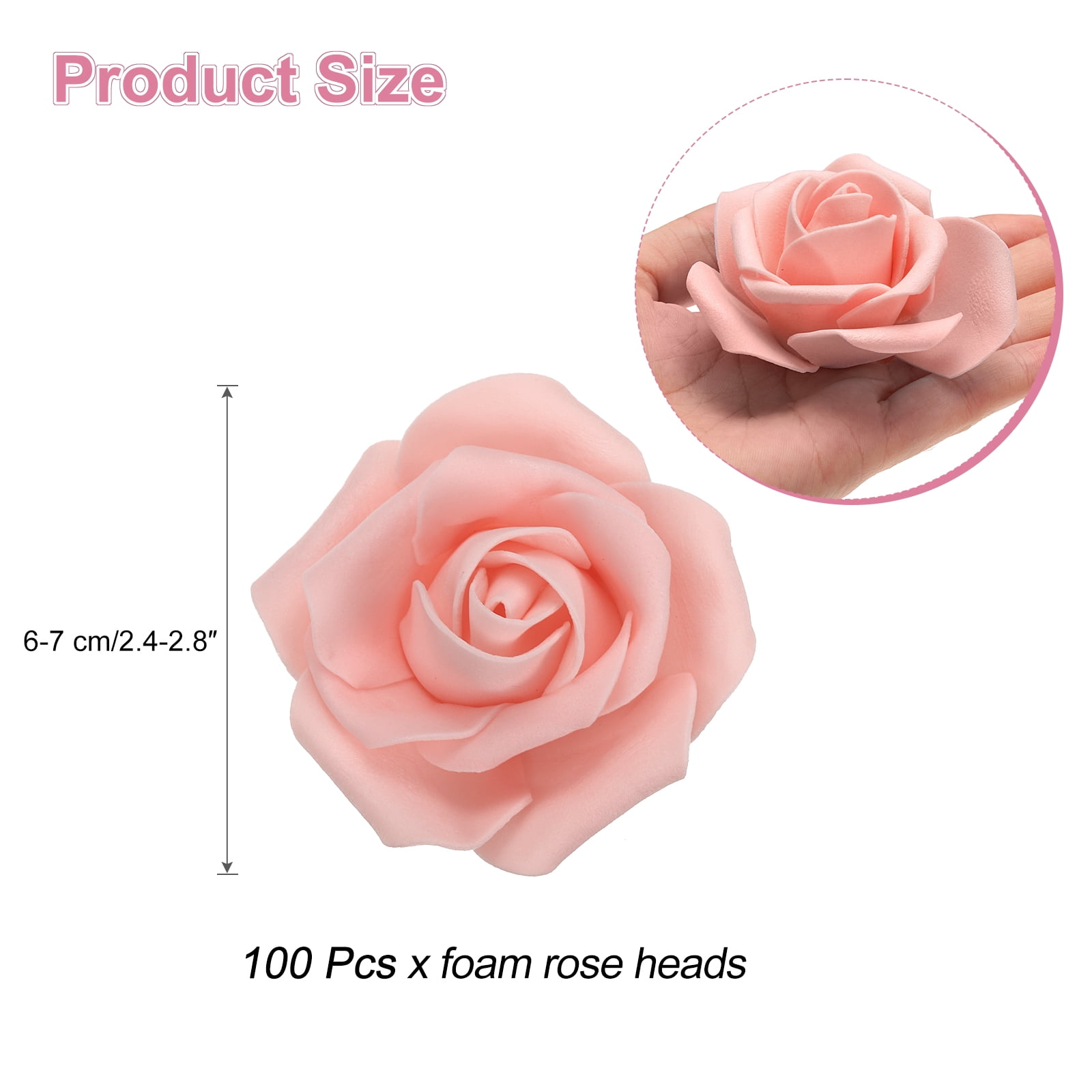 Unique Bargains Rose Heads Artificial Bulk Stemless Foam Fake Roses for DIY Crafts Pink