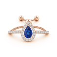 thumbnail image 2 of ANGARA Natural Floating Pear-Shaped Sapphire Bolo Ring with Halo in 14K Rose Gold for Women (Size-6x4mm) | September Birthstone, Anniversary, Jewelry Gift for Women | Natural Blue Sapphire Ring, 2 of 9