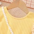 thumbnail image 4 of MEZZALL New Girls Casual 2PCS Outfits Sets Ribbed Cross Back Romper With Buble Sleeves & Bag Breathable Toddler Baby Wear 6-7Y, 4 of 9