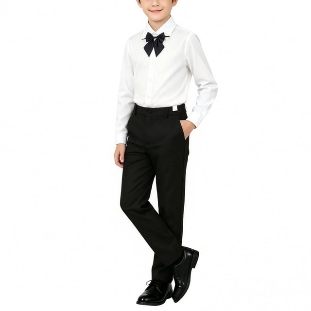 Odeerbi Niños 3 Piezas Caballero Traje Formal Preppy Traje de Manga Larga Camisa de Vestido y Pantalones de Traje Con Corbata Colegial Conjunto de Uniforme