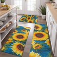 thumbnail image 2 of Blue Sunflower Pattern Kitchen Rugs Sets Of 3,Kitchen Runner Rugs Non Skid Washable,Decorative Kitchen Floor Mats for Kitchen,Sink,Laundry,17"x30"+ 17"x47" + 17"x59", 2 of 6