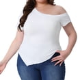 thumbnail image 2 of DARING DIVA Women's Plus One Shoulder Blouse 4X White, 2 of 6