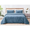 thumbnail image 4 of Chezmoi Collection Zane 3-Piece Sherpa Comforter Set, Triangle Quilting Reversible Washed Microfiber Bedding, Queen, Blue, 4 of 9