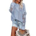 thumbnail image 1 of LUXUR Chandail pour Femmes à Manches Longues, Haut de Type Jumper, Automne Hiver, Chandail Confortable en Tricot, Col Rond, Bleu, P, 1 of 3