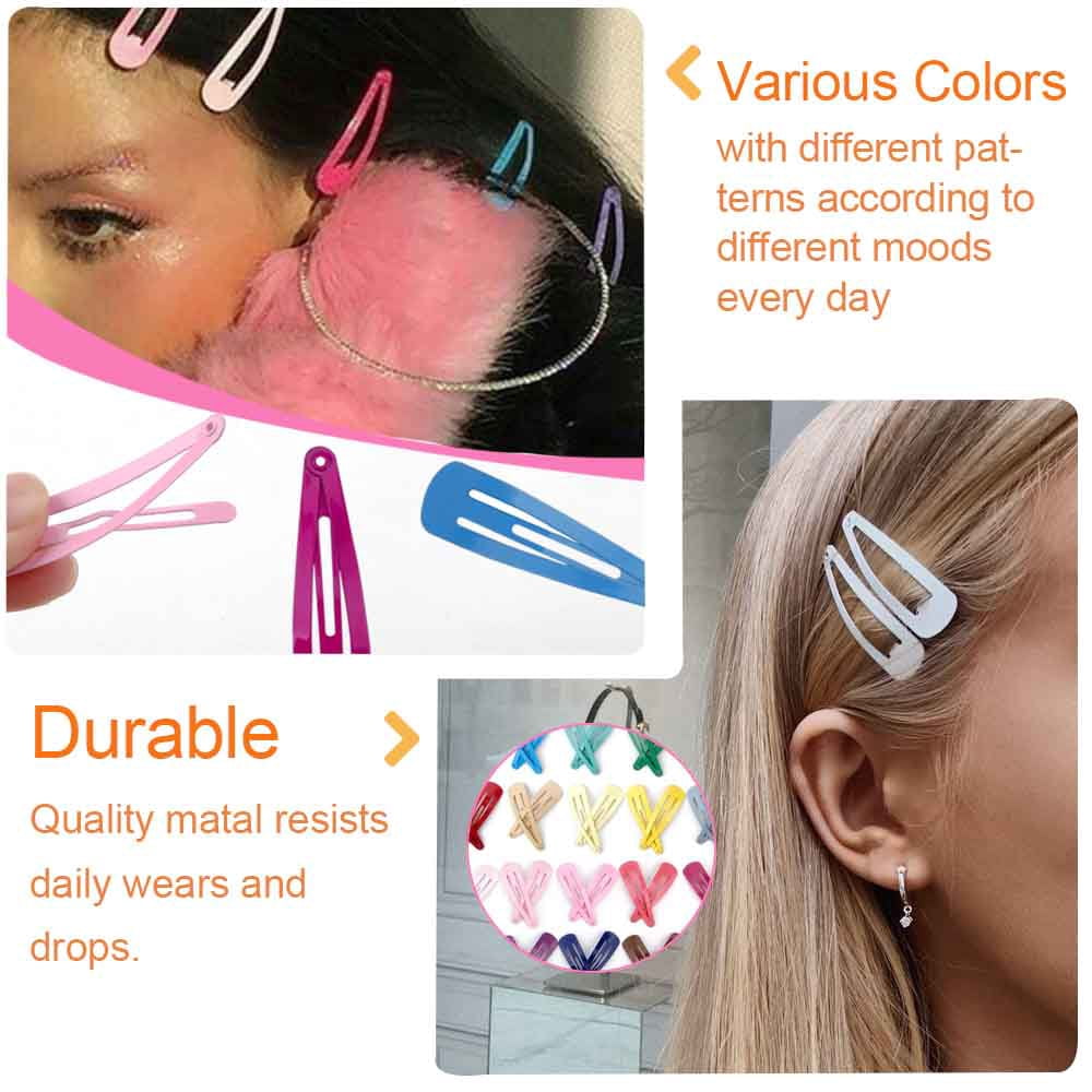 Havilah Snap Hair Clips - 200 Pieces Set Non-slip Metal Hair Clips Cute Kawaii Barrettes for Girls Kids Toddlers - Multi-color