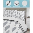 thumbnail image 4 of Quilts Twin-XL Size Bedding Set, Abstract Art Fish Grey Lightweight Quilted Comforter, Coastal Ocean Summer Soft Reversible Bedspread Coverlet with Pillow Covers for All Season, 68" x 98", 4 of 7
