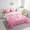 thumbnail image 3 of jejeloiu Monogrammed M Twin Bedding Sets 7-Piece,Cute Girls Bowtie Bedding Comforter Set,Pink Glitter Print Sheet Sets For Child,Microfiber Room Decorative Reversible, 3 of 8