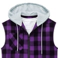 thumbnail image 5 of Men Sleeveless Flannel Hoodie Shirt Plaid Casual Button Down Vest Hooded Top Summer Beach Hawaiian T Shirt with Pocket, 5 of 5