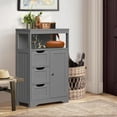 thumbnail image 3 of YEXJ Bathroom Floor Cabinet Wooden Storage Organizer with Adjustable Shelf and 3 Drawers, Modern Free-Standing Cupboard for Living Room, Bathroom, Bedroom (Grey), 3 of 12