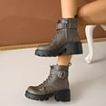 thumbnail image 4 of Mepaouo Women's Combat Ankle Boots Lace up Platform Dress Booties Buckle Rivets Punk Goth Shoes with Zipper, 4 of 9