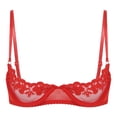 thumbnail image 3 of Sujetador de encaje con aro push-up para mujer, lencería con relleno de esponja, ropa interior, copas abiertas, pezones expuestos, sujetador Sexy erótico, 1/2 Copa, 3 of 5