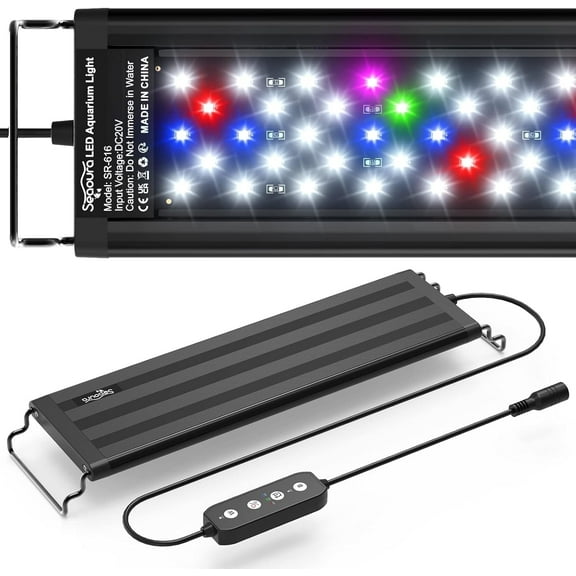 Led Aquarium Light for Plants-Full Spectrum Fish Tank Light with Timer Auto On/Off, 12-18 Inch, Adjustable Brightness, White Blue Red Green Pink LEDs with Extendable Brackets for Freshwater