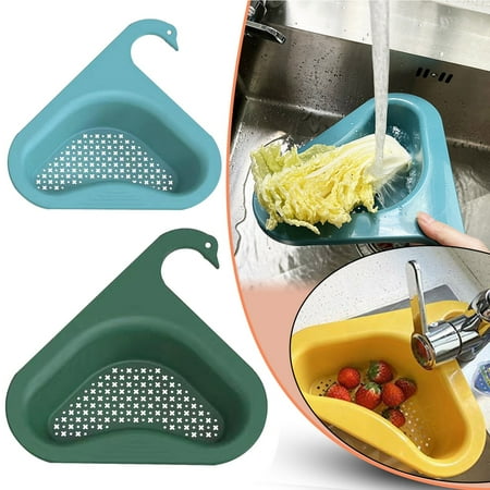 

Pgeraug Drain basket 2 Pcs Kitchen Sink Organizer Sink Filter Tray Sink Shelf Triangular Sink Strainer Basket Storage Rack For Vegetable/Fruit Kitchen Strainer Tea Strainer Drain Rack D