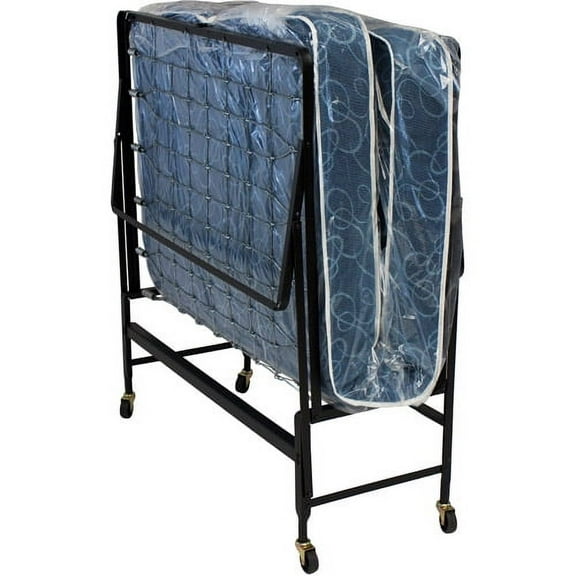 Hollywood Bed Frame Rollaway Bed Spring Mattress, Foldable with Wheels, Twin