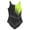 Fluorescent Yellow, variant on Raenseen Women's Gymnastic Leotard Mesh Color Block Bodysuit Tops Dance Costume Dancewear Fluorescent Yellow XL