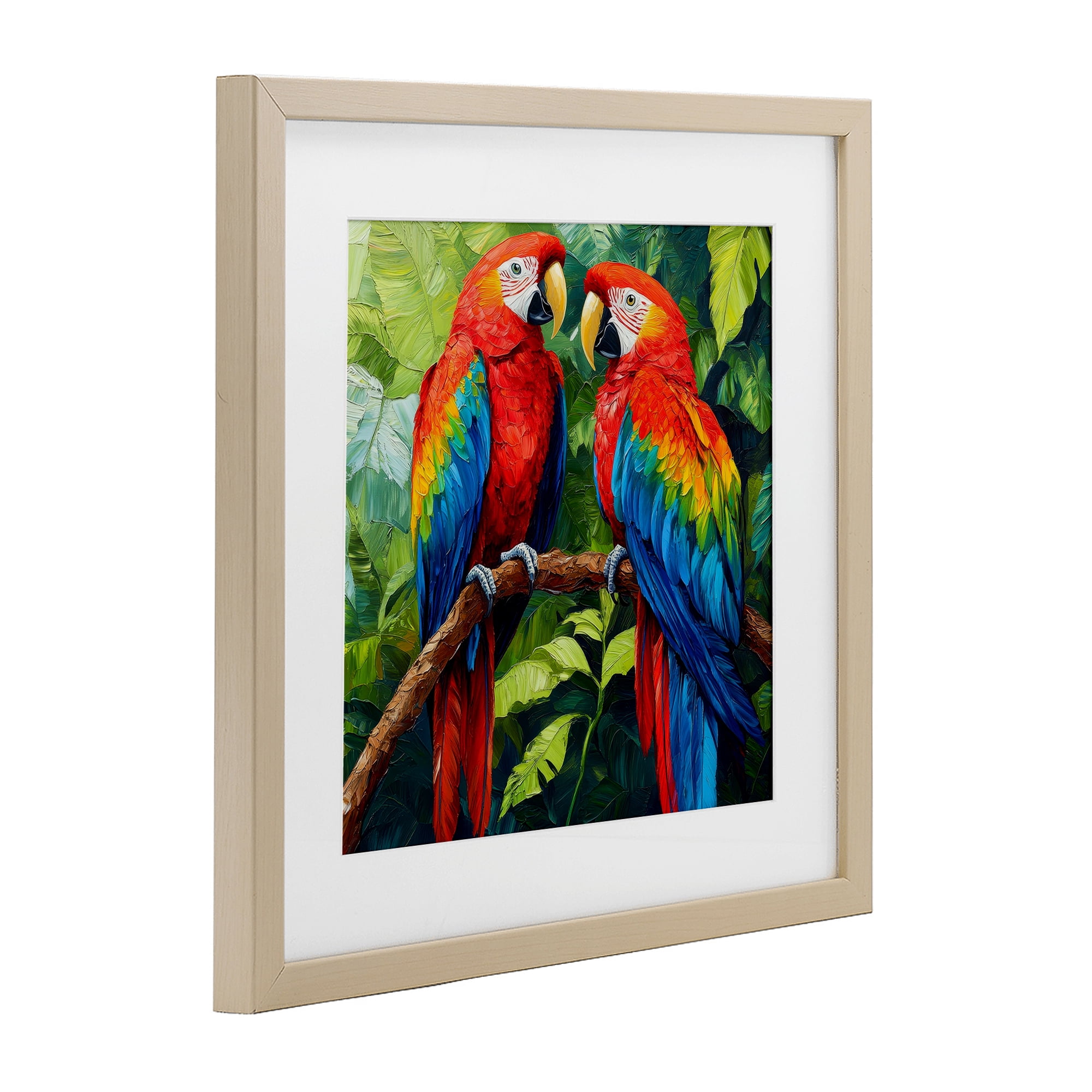 Stupell Industries Tropical Parrot Pair Birch Framed Print Under Glass, design by Petal Prints Design