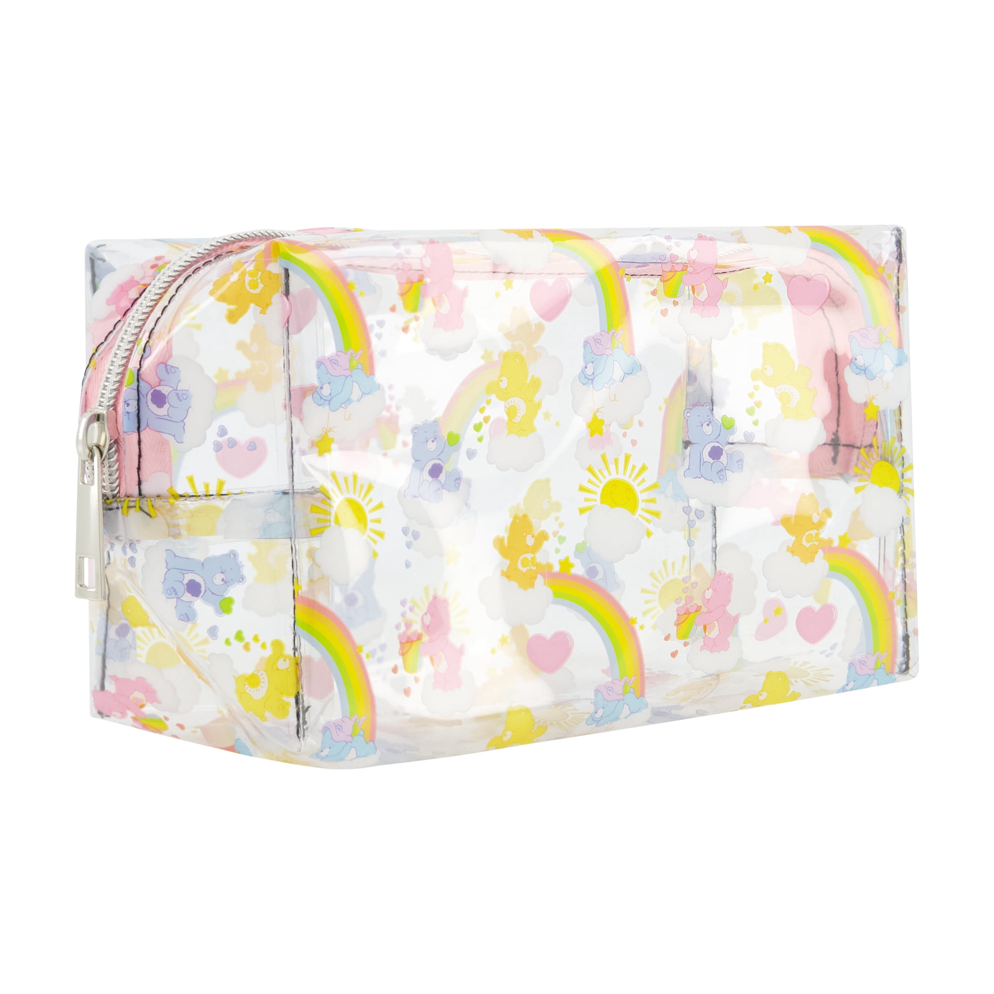 Care Bears Women's Makeup Bag, Small Travel Cosmetic Zipper Pouch Organizer, Clear