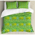 thumbnail image 1 of Doodle Duvet Cover Set Queen Size, Scribbled Trees and Grass in a Meadow Drawn by Hand, Decorative 3 Piece Bedding Set with 2 Pillow Shams, Lime Green Seafoam Yellow and Jade Green, by Ambesonne, 1 of 3