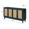 thumbnail image 4 of Sideboard Cabinet, Buffet Cabinet with Storage and 4 Rattan Doors, Built-in Adjustable Shelves, Rattan Storage Cabinet Cupboard Console Table for Living Room, Kitchen, Hallway, Entryway, Navy Blue, 4 of 9