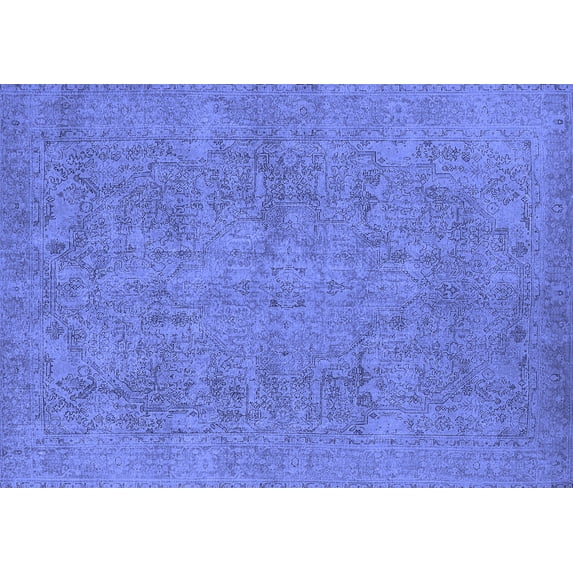 Ahgly Company Machine Washable Indoor Rectangle Oriental Blue Industrial Area Rugs, 7' x 10'