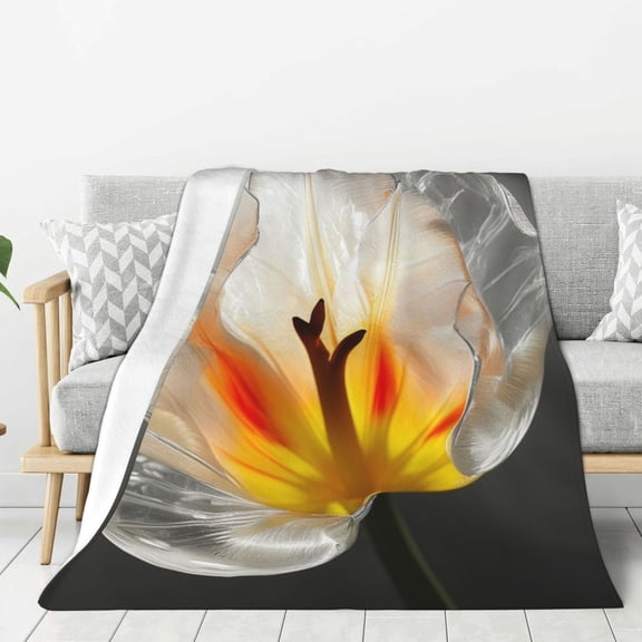 Transparent Tulipa Pure Throw Blanket for Stylish Warm Winter Cabin Ultra-Soft Micro Fleece Blanket, Premium Microfiber, Silky Soft, Plush, Warm and Lightweight for Couch, Sofa, Bed - 40"X30"