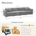 thumbnail image 5 of PPorfamilia 130" Velvet 4 Seater Sofa, Modular Sectional Deep Seat Sofa with Storage, Soft Upholstered Couch with Cushions and Pillows for Living Room, Gray, 5 of 5