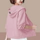 thumbnail image 5 of Blusa de poliéster con capucha y manga larga para mujer, informal, de verano, color liso, holgada, de manga larga, con capucha y manga larga, 5 of 5