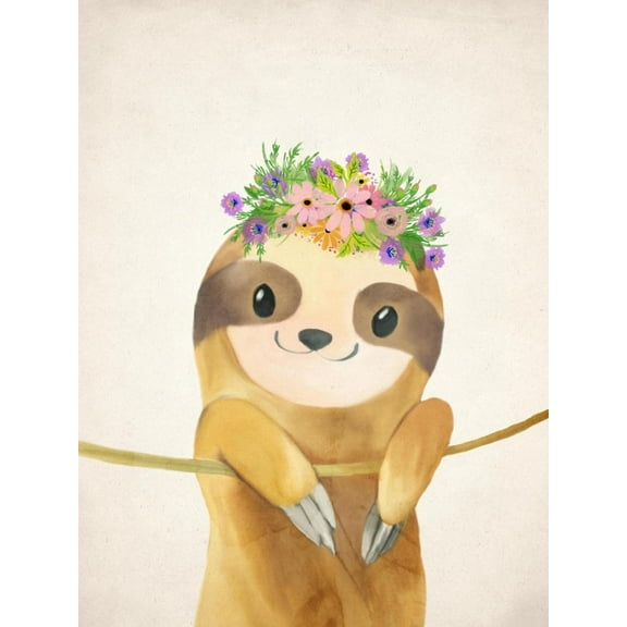 Art.com Floral Sloth 1 Art Print by Kimberly Allen, 12" x 16"