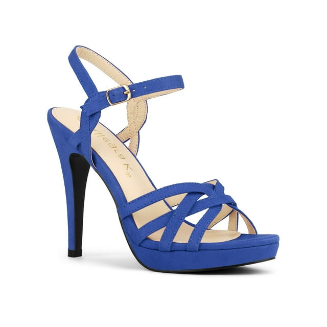 BLISSFUL STEP Sandales à Talons Aiguilles à Plateforme à Brides et Bride Arrière pour Femmes Bleu Foncé 9