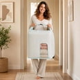 thumbnail image 7 of Breathable Cotton Quilt Storage Bag with Clear Window Large Bedding Organizer for Comforters Blankets Closet, 7 of 7