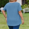 thumbnail image 4 of Womens Plus Size Tops Short Sleeve Summer V Neck Shirts Flowy Dressy Casual Tunic Blouses Sky Blue XL, 4 of 6