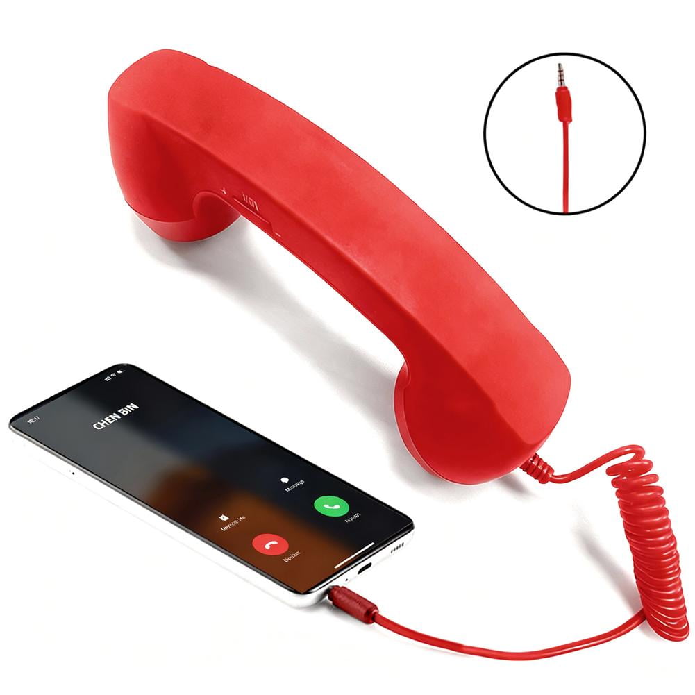 SharkTRUE Retro Phone Handset, Cell Phone Receiver with Microphone & Speaker, Vintage Old School Telephone Handset for Mobile Phones, 90s Prop for Photos,Old- Headset for All Cell-Phones
