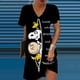 thumbnail image 3 of 2024 Europa y Estados Unidos primavera y verano nuevas mujeres estampado empalme cuello en V Snoopy estampado vestido suelto mujeres, 3 of 5