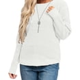 thumbnail image 2 of Vedolay Womens 2023 Sweaters Women's 2023 Lantern Long Sleeve Crewneck Sweater Casual Solid Color Pullover Tops,White M, 2 of 5