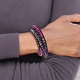 thumbnail image 2 of Crystal and Multi Colored Dyed Jade Beaded Leather Multi-colored Multi-wrap Bracelet Wrap Bracelet for Women, 2 of 2