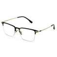 thumbnail image 2 of Men Aluminum Optical Frame Wide Fitment Rectangular Reading Glasses with Titanium Temple Half Rimless 145MM Ti03 +3.50, 2 of 4