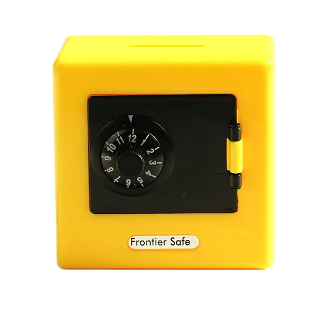 Cateissary Cajero Automático Retro giratorio con contraseña, caja de dinero, dinero en efectivo amarillo, huchas para el hogar, depósito, Decoración del hogar Amarillo