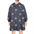 thumbnail image 2 of Wearable Oversized Blanket,Dark Blue Sun Moon Star Pattern Wearable Blanket Hoodie for Adults,Cozy Hooded Blankets with Super Pockets,Super Warm Fuzzy Pullover for Women & Men, 2 of 6