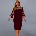 thumbnail image 1 of Herrnalise - Minifalda skater informal, básica, versátil, elástica y acampanada para mujer, vestido de patchwork grande para mujer, falda cruzada a la cadera, vestido casual de manga larga, vestido, 1 of 4